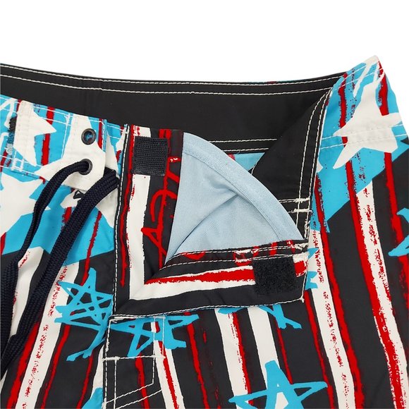 Quiksilver Swimming Shorts Drawstring Pocket High Rise Multicolor Mens Size 30 - Picture 7 of 8